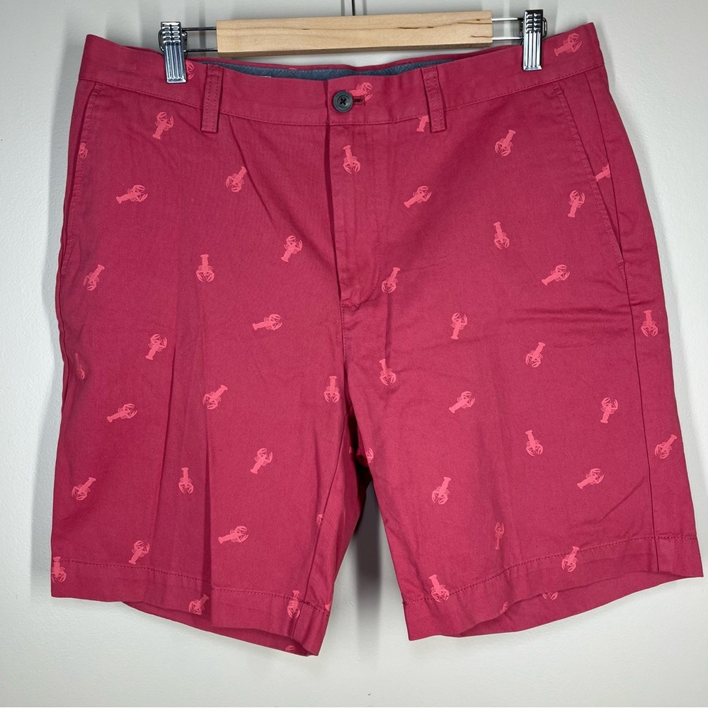 Men’s 100% Cotton Chino Shorts Pink/Salmon W/ Lobsters Size 36